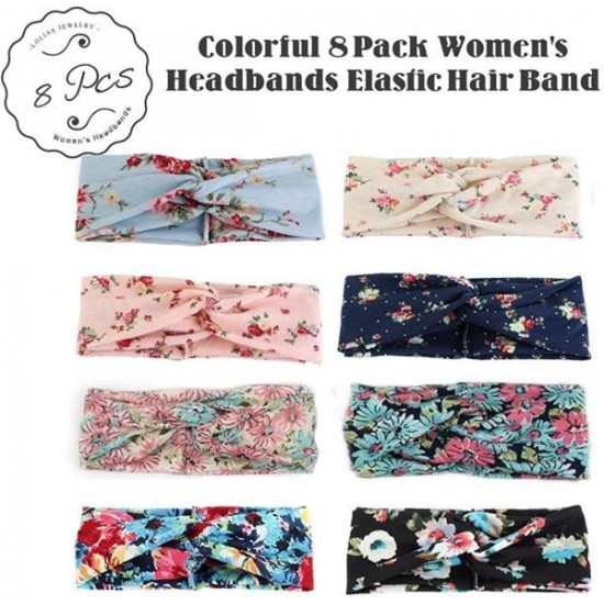 8 Pcs Headbands Women Girls Wide Boho Knotted Yoga Head Wrap Hair Band